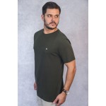 Camiseta Conforto Verde Militar com Bandeira