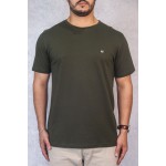 Camiseta Conforto Verde Militar com Bandeira