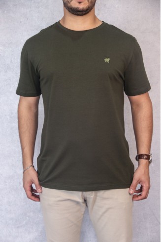 Camiseta Conforto Verde Militar com Onça