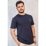 Camiseta Pima Azul Escura com Bandeira