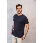 Camiseta Pima Azul Escura com Onça