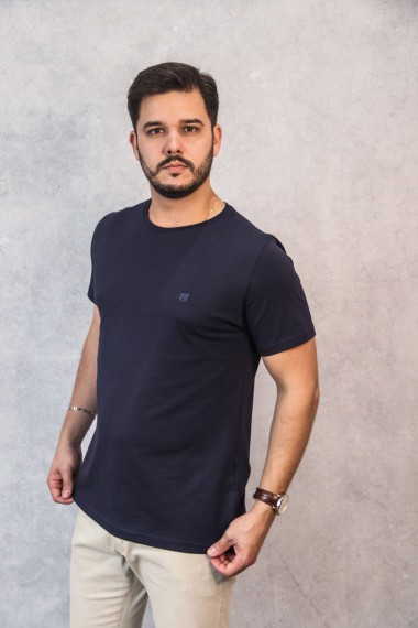 Camiseta Pima Azul Escura com Onça