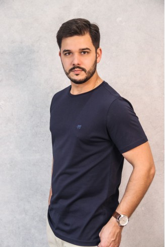 Camiseta Pima Azul Escura com Onça