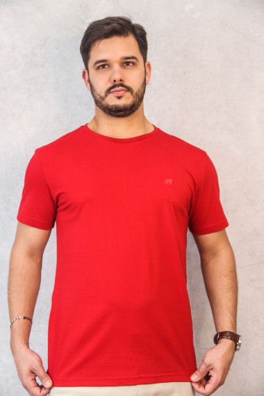 Camiseta Pima Vermelha com Onça