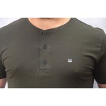 Henley Verde Militar com Bandeira