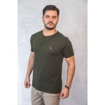 Henley Verde Militar com Bandeira