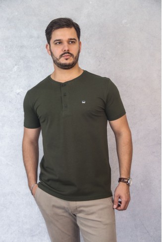 Henley Verde Militar com Bandeira