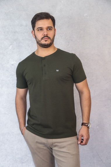 Henley Verde Militar com Bandeira