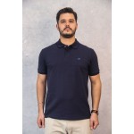 Polo Pima Piquet Azul Escura com Onça