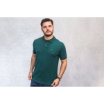 Polo Pima Piquet Verde Escuro com Onça