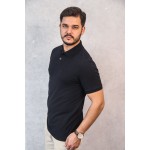 Polo Piquet Premium Preta com Onça